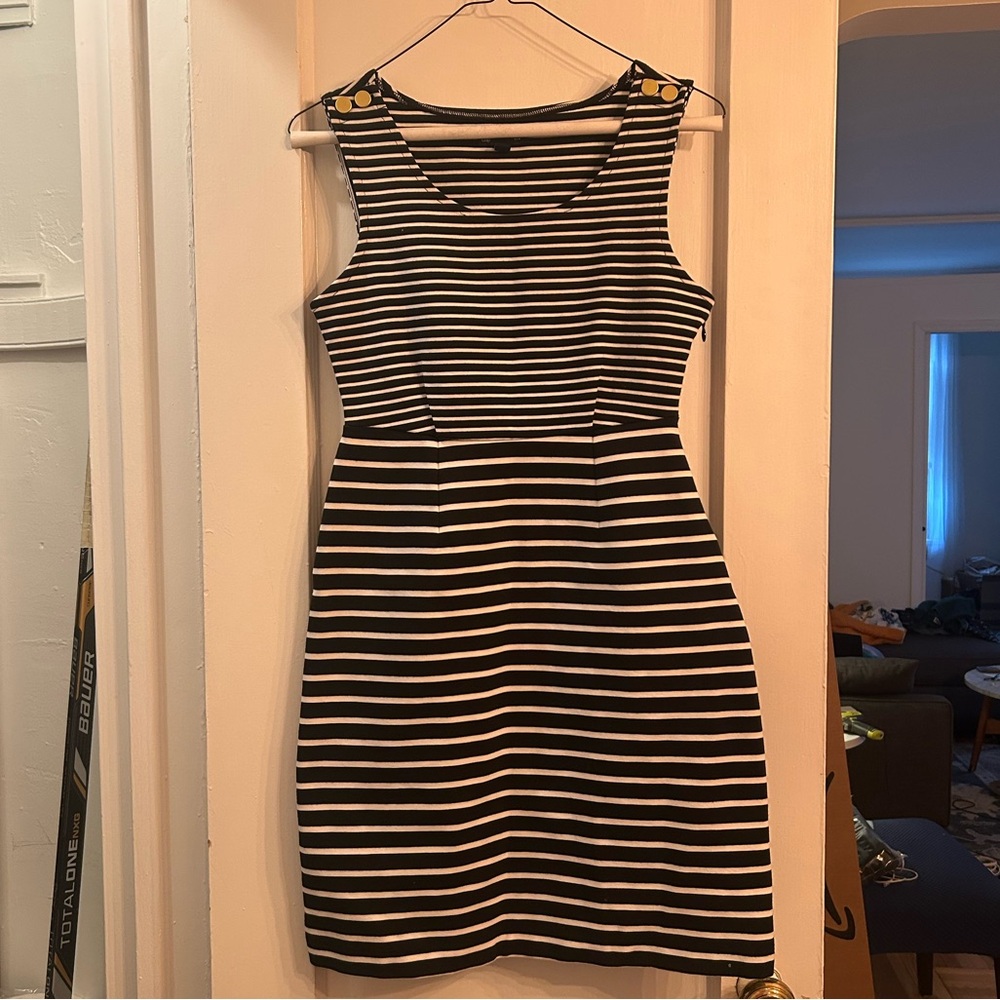 GAP Black and White Striped Mini Dress